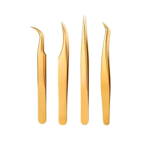 Set 4 pinzas profesionales Doradas gold