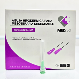 AGUJAS HIPODERMICAS NANO MESOTERAPIA 32g 4mm