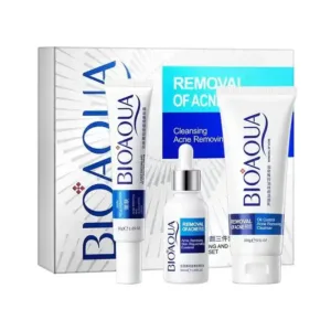 KIT DE LUJO SET DE TRES PIEZAS PARA ELIMINAR Y LIMPIAR EL ACNE BIOAQUA